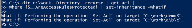 This one-line command in Windows PowerShell lets us reset inheritance. (Image Credit: Jeff Hicks)
