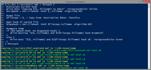 Copying a file in Windows PowerShell. (Image Credit: Jeff Hicks)