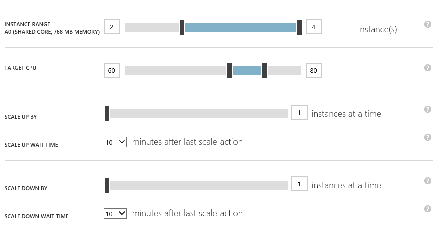 Configuring Azure auto-scaling. (Image Credit: Aidan Finn)