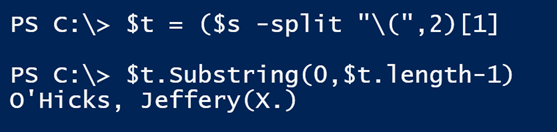 Using the split operator on a character in Windows PowerShell. (Image Credit: Jeff Hicks)