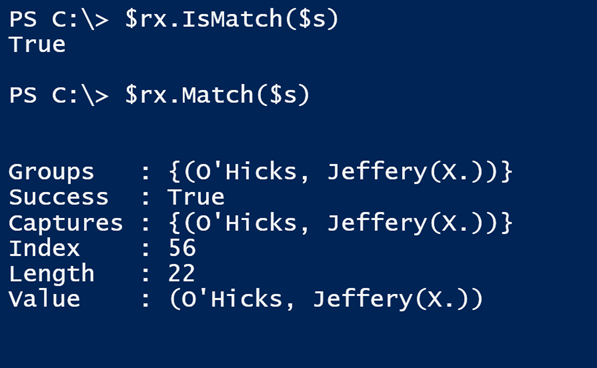 Using the Match method in Windows PowerShell. (Image Credit: Jeff Hicks)