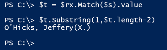 Grabbing the value with the Match method in Windows PowerShell. (Image Credit: Jeff Hicks)