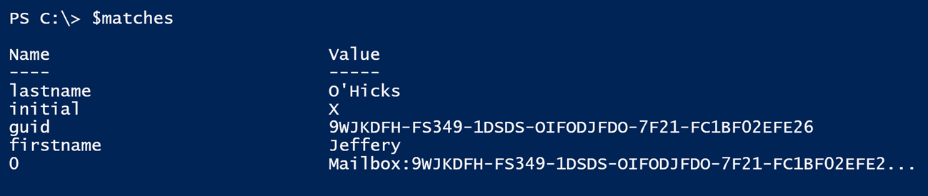 Checking the matches variable in Windows PowerShell. (Image Credit: Jeff Hicks)