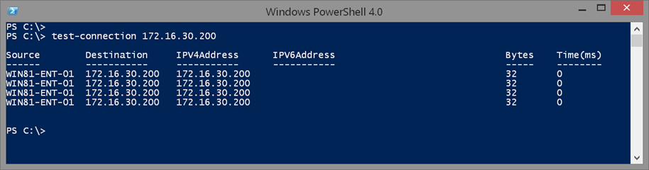 The test-connection cmdlet in Windows PowerShell. (Image Credit: Jeff Hicks)