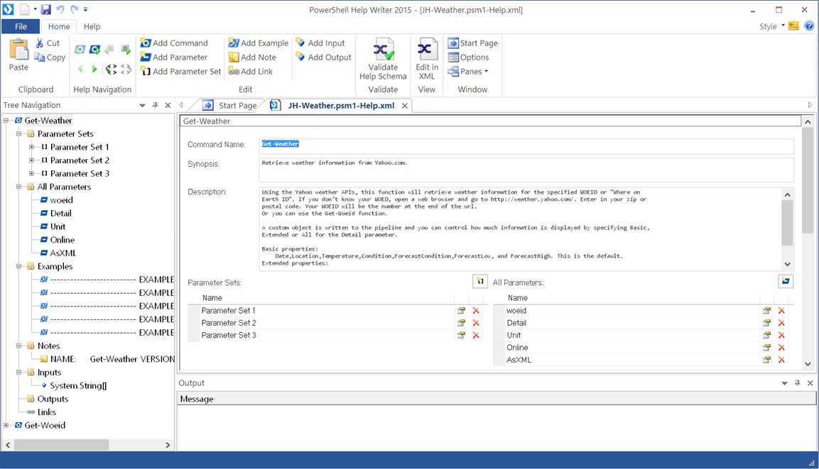 PowerShell Help Writer generates complete MAML help, including parameter sets. (Image Credit: Jeff Hicks)