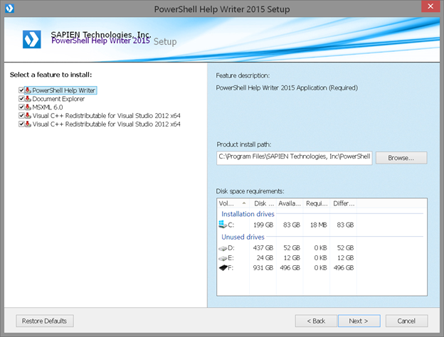 Selecting features to install during SAPIEN's wizard setup. (Image Credit: Jeff Hicks)