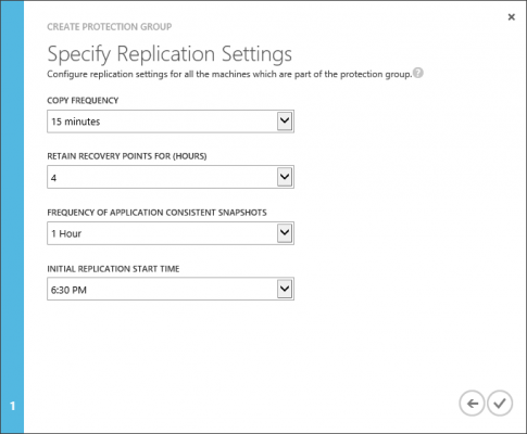 Configure the Azure Site Recovery replication settings (Image Credit: Aidan Finn)