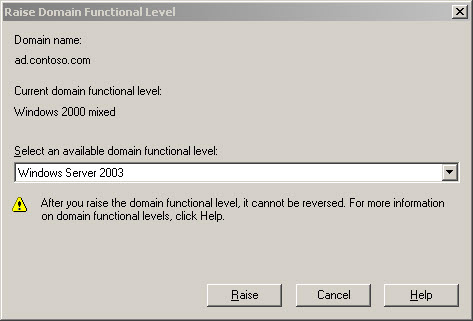 Raise the domain functional level using Active Directory Domains and Trusts (Image Credit: Russell Smith)