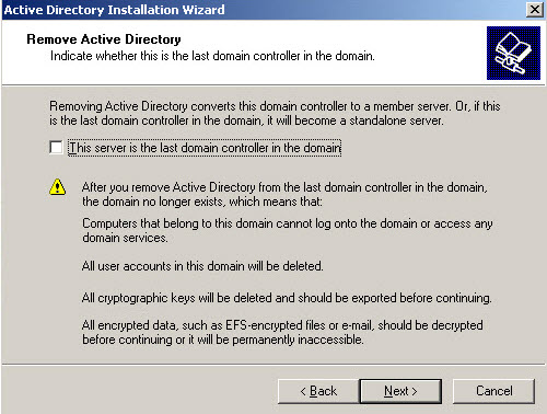 Remove a Windows Server 2003 DC from the domain (Image Credit: Russell Smith)