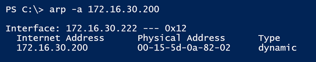 Using a specific IP address with the ARP command in Windows PowerShell.  (Image Credit: Jeff Hicks)