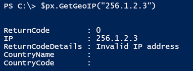 Invalid IP address error with GetGeoIP. (Image Credit: Jeff Hicks)