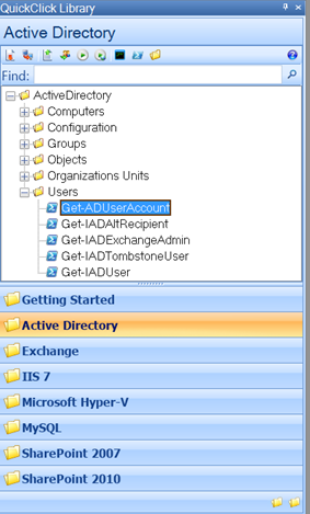 QuickClick Library in PowerShell Plus for Active Directory. (Image Credit: Jeff Hicks)