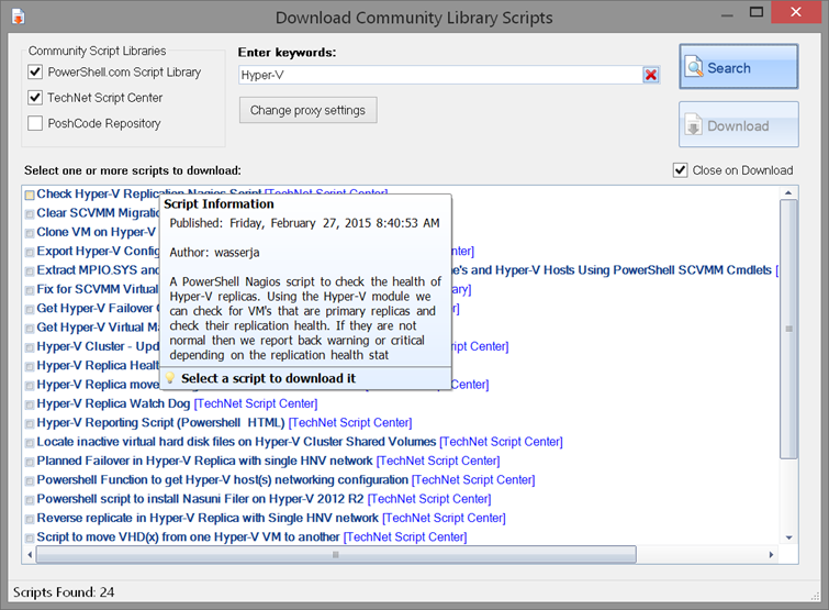 You can download community library scripts into PowerShell Plus. (Image Credit: Jeff Hicks)