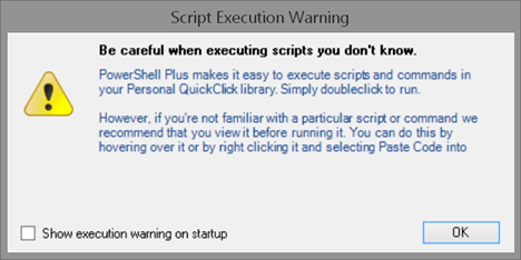 Script Execution Warning in Idera's PowerShell Plus. (Image Credit: Jeff Hicks)