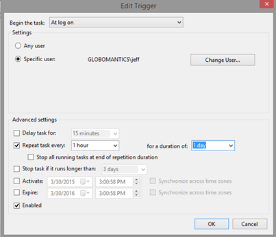 Editing the trigger in Task Scheduler. (Image Credit: Jeff Hicks)