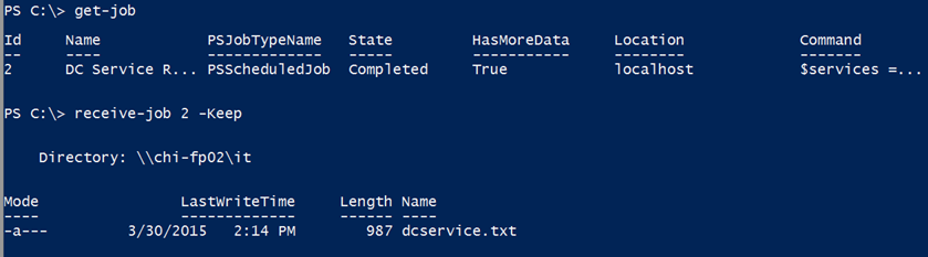 Using the receive-job PowerShell cmdlet. (Image Credit: Jeff Hicks)