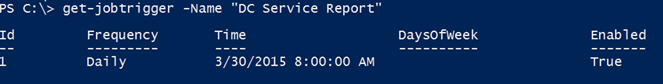 The get-jobtrigger cmdlet in Windows PowerShell. (Image Credit: Jeff Hicks)