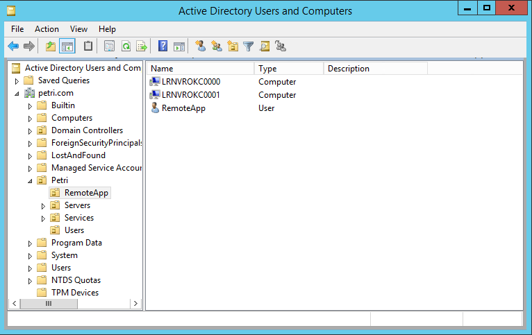 Two new hybrid RemoteApp app collection session hosts in Active Directory (Image Credit: Aidan Finn)