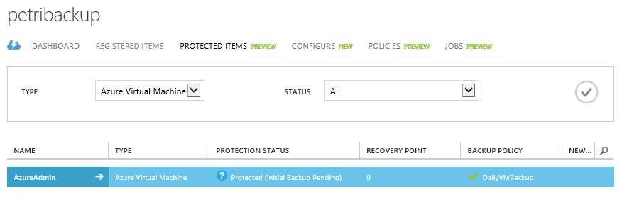 Protected Items in Azure VM Backup [Image Credit: Aidan Finn]