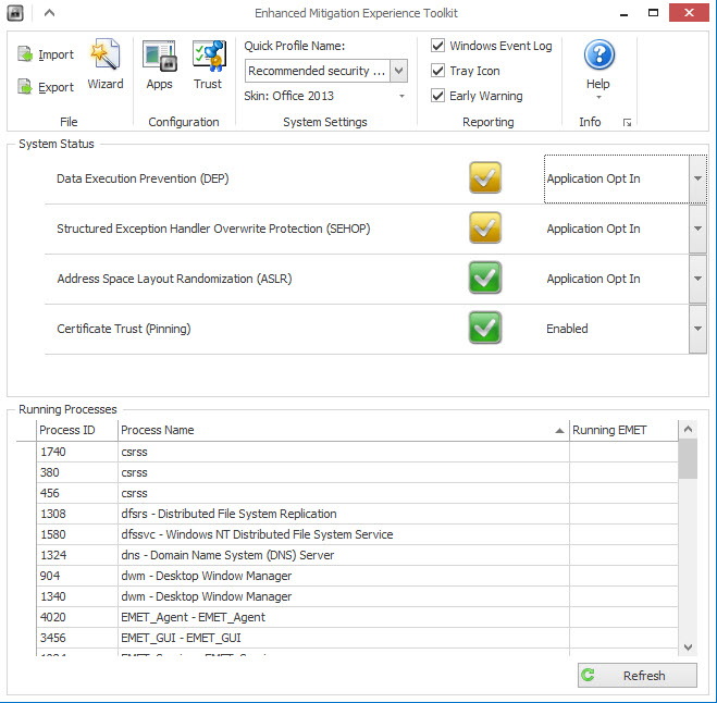 Microsoft EMET 5.2 (Image Credit: Russell Smith)