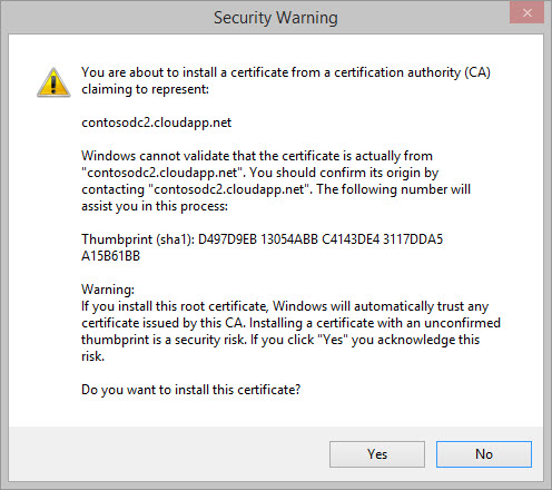 Certificate warning dialog (Image Credit: Russell Smith)