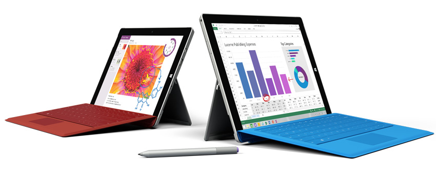 New Surface 3 (left) and Surface Pro 3 (right)
