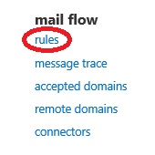 Accessing rules for mail flow in the Office 365 portal. (Image Credit: Theresa Miller)