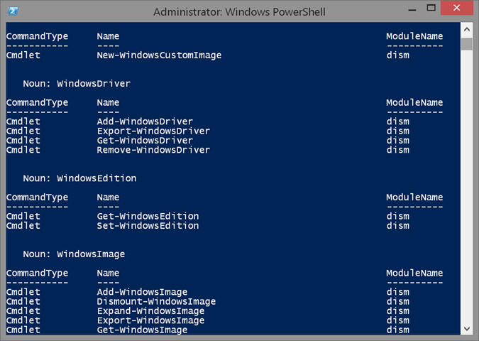 DISM PowerShell cmdlets. (Image Credit: Jeff Hicks)