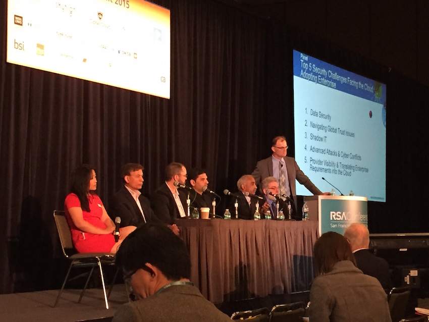 The "Top 5 Security Challenges Facing the Cloud Adopting Enterprise" panel at the CSA Summit 2015.