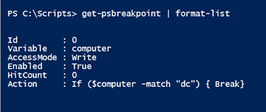 get-psbreakpoint cmdlet in Windows PowerShell. (Image Credit: Jeff Hicks)