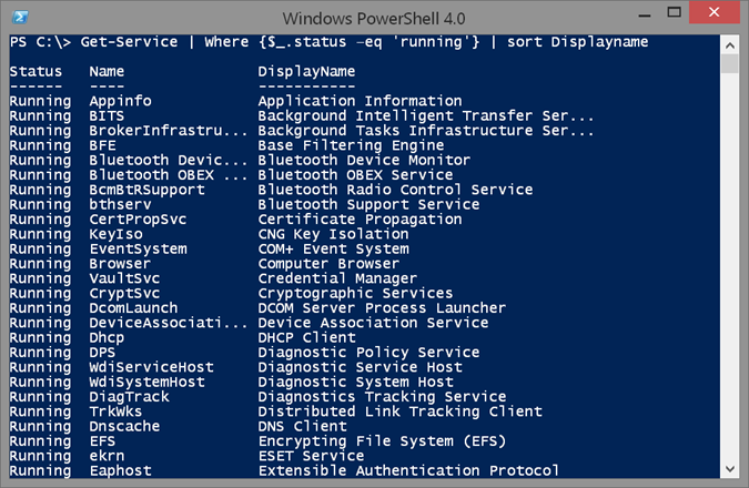 The Get-Service cmdlet in Windows PowerShell. (Image Credit: Jeff Hicks)