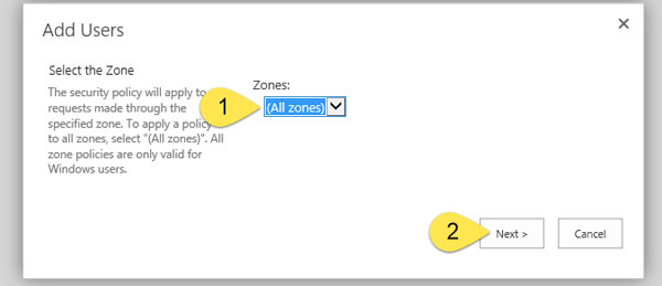 Adding user to all zones in SharePoint. (Image Credit: Michael Simmons)