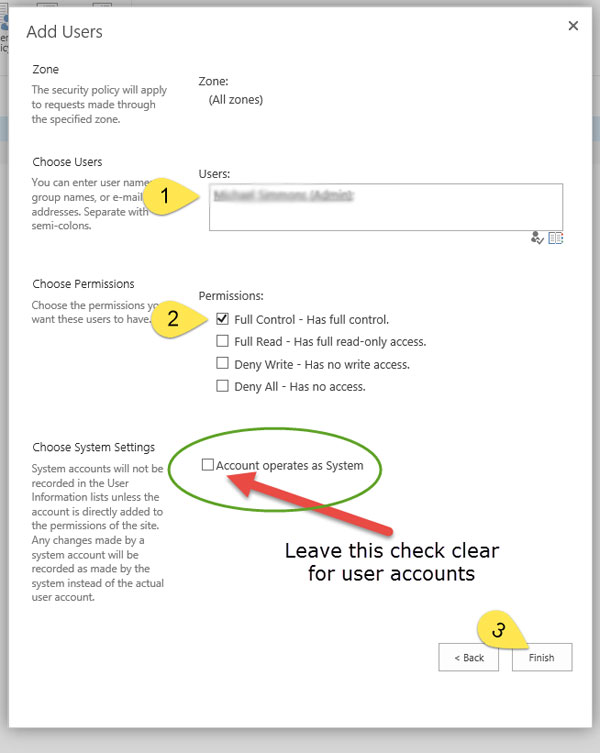 Applying permissions for our user in SharePoint. (Image Credit: Michael Simmons)