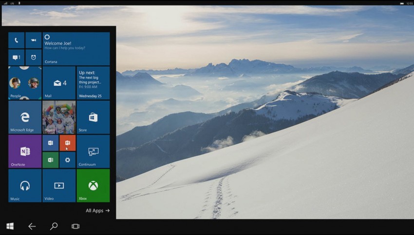 Windows Mobile 10 Start menu on a large screen (Image Credit: Microsoft)