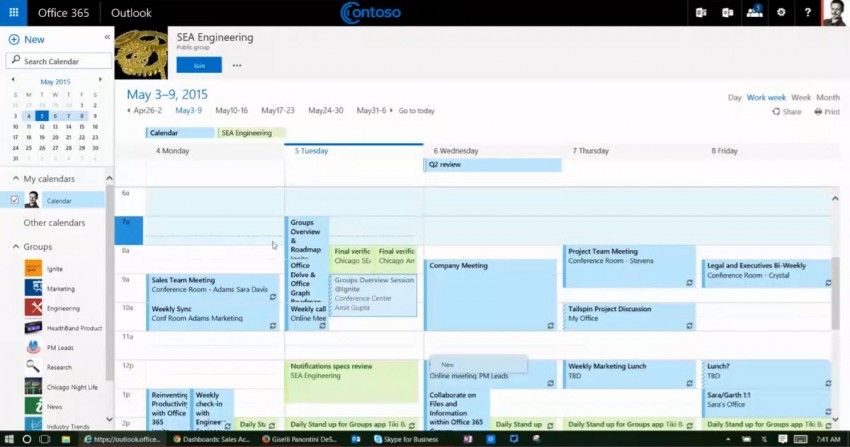Calendar overlays in Office 365 (Image Credit: Microsoft)
