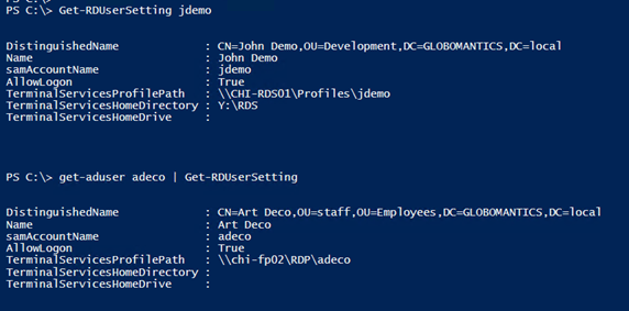 Using the Get-rDUserSetting function in Windows PowerShell. (Image Credit: Jeff Hicks)