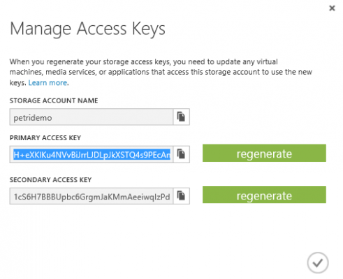 Managing Azure storage account access keys (Image Credit: Aidan Finn)