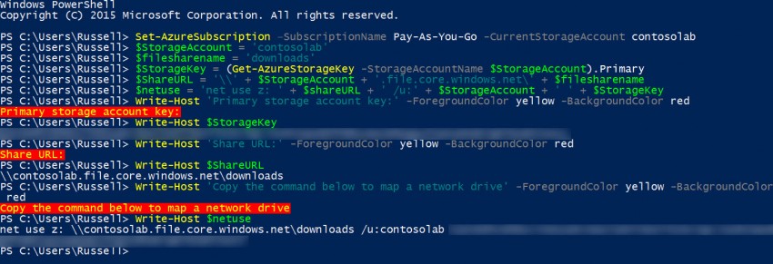 Writing information about the file share to the PowerShell console (Image Credit: Russell Smith)
