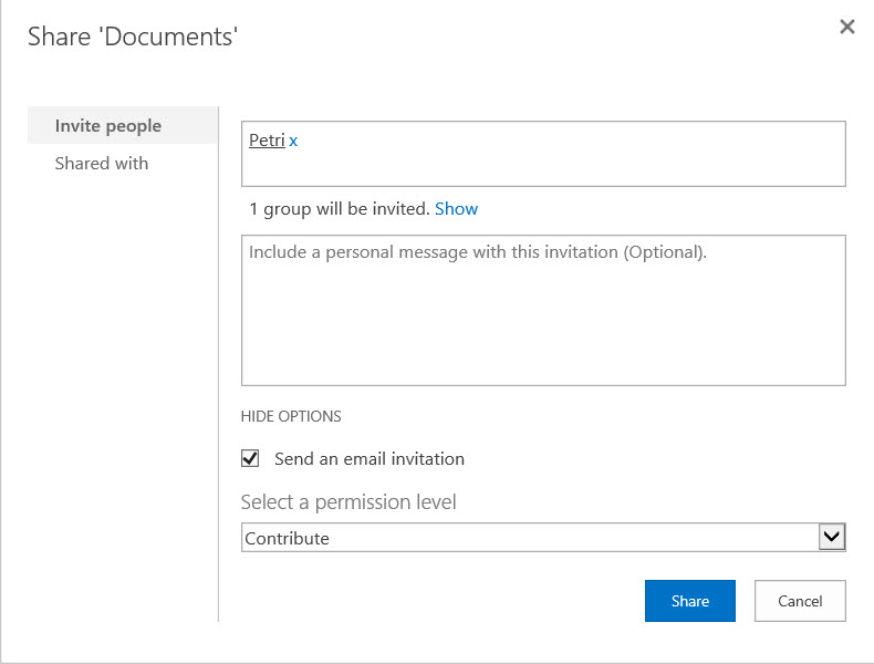 Share a document with an Office 365 Group (Image Credit: Russell Smith)