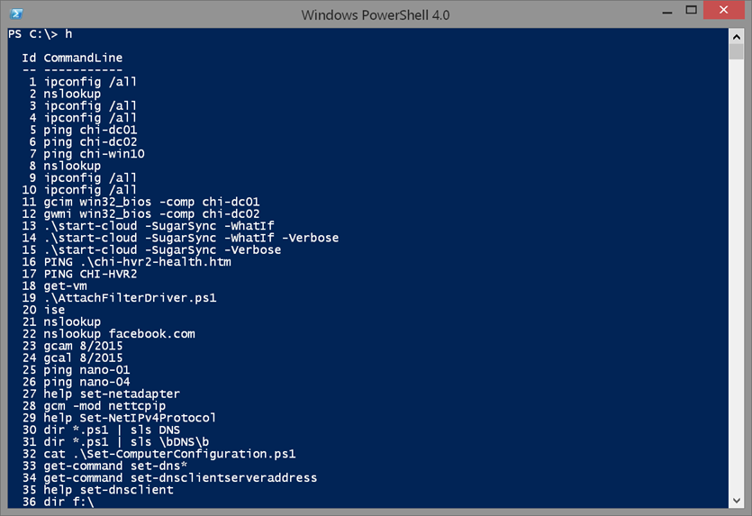 Accessing PowerShell's Command History. (Image Credit: Jeff Hicks)