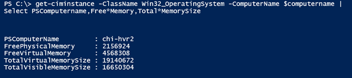 Memory properties from the Win32_OperatingSystem class (Image Credit: Jeff Hicks)