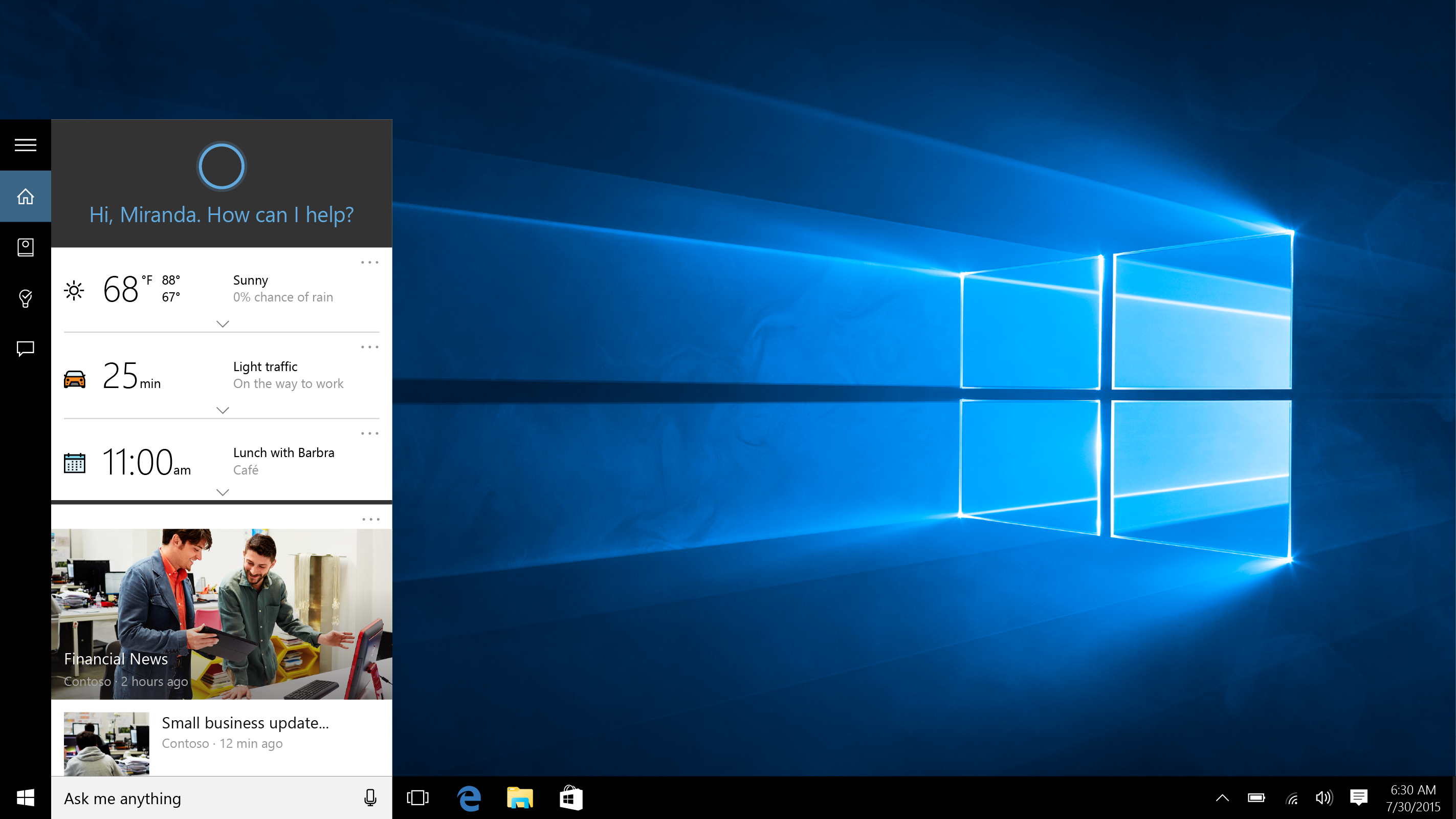 Cortana in Windows 10. (Image Credit: Microsoft)