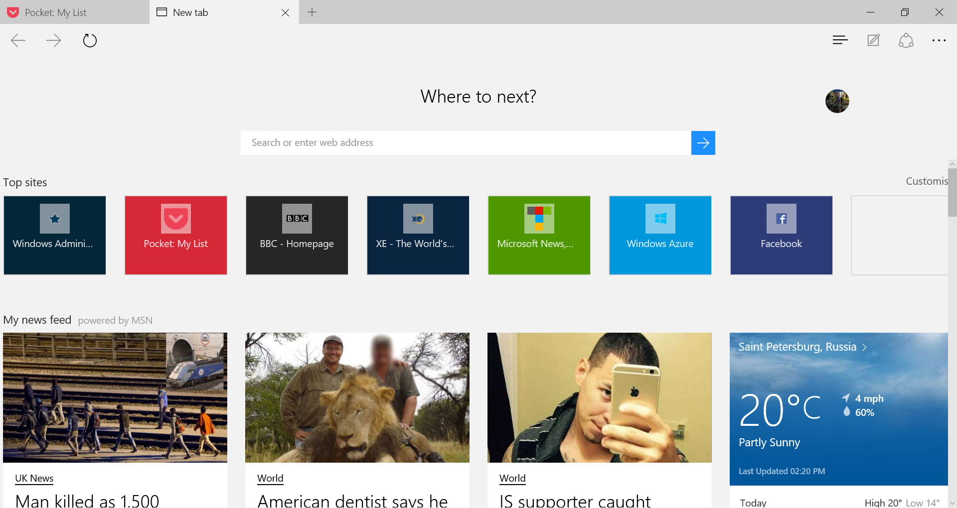 Browsing the web in Microsoft Edge on Windows 10 (Image Credit: Russell Smith)