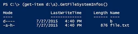Displaying hidden files with GetFileSystemInfos() (Image Credit: Jeff Hicks)