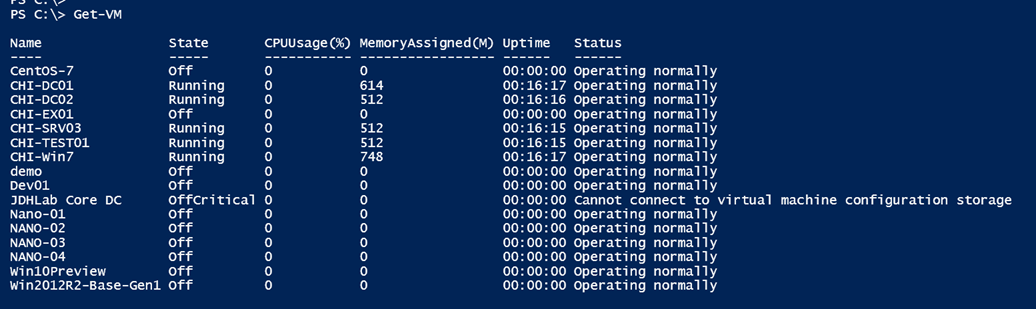 Getting virtual machine status (Image Credit: Jeff Hicks)