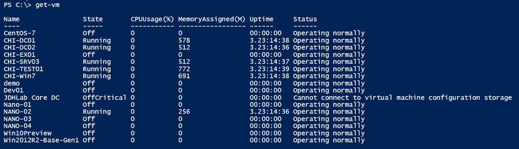 Using the Get-VM cmdlet to work with a PowerShell object