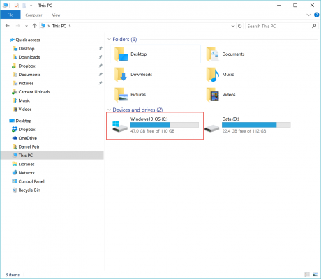 Resulting free space from Disk Cleanup in Windows 10. (Image Credit: Daniel Petri)