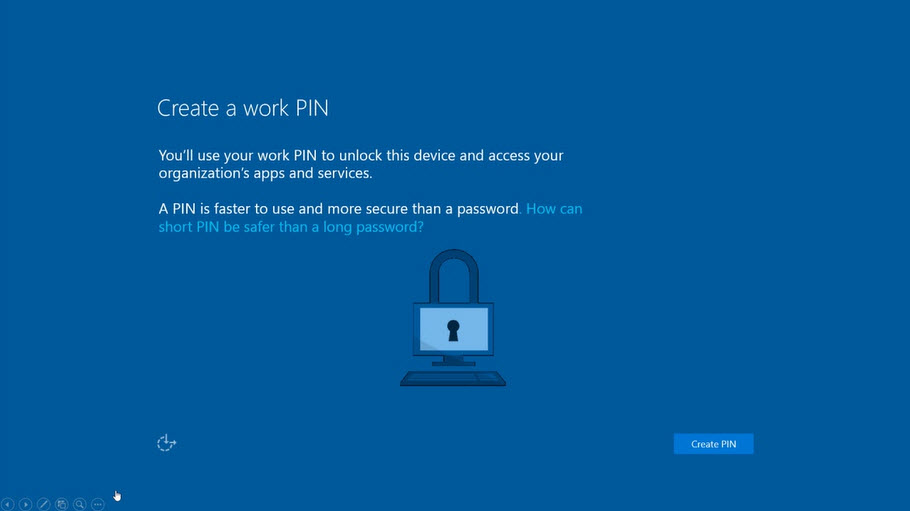Create a work PIN. (Image Credit: Microsoft)