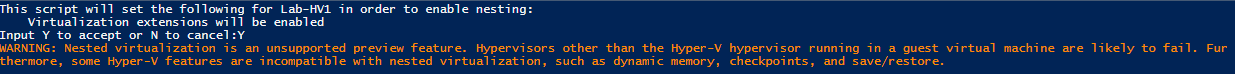 Hyper-V nested virtualization is unsupported at this time (Image Credit: Aidan Finn)