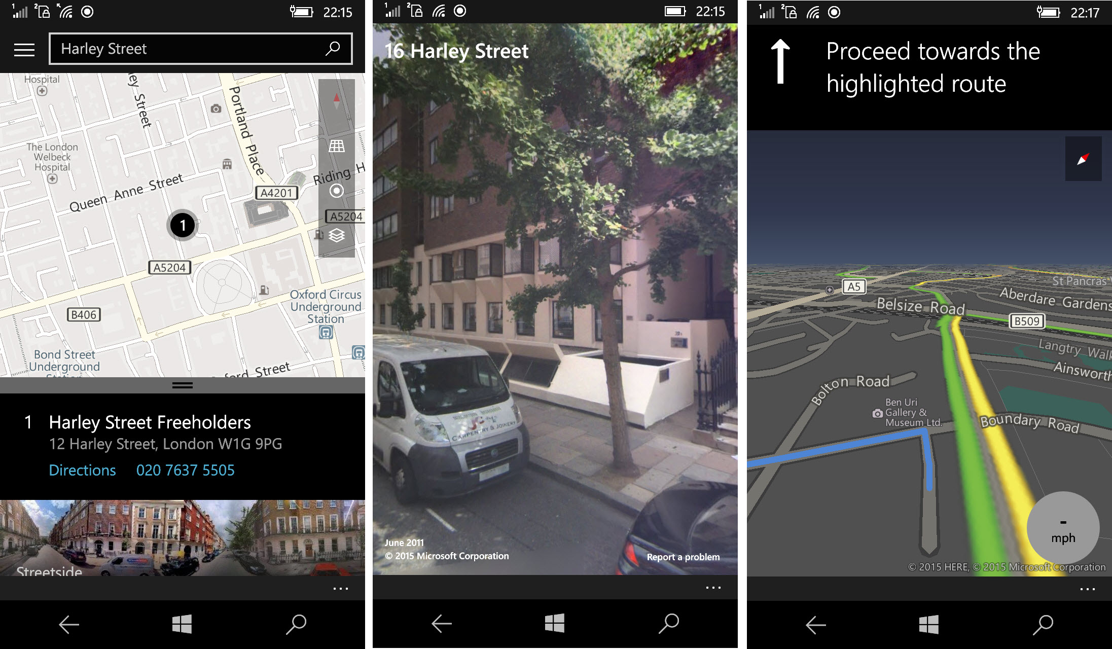 Windows Maps in Windows 10 Mobile (Image Credit: Russell Smith)